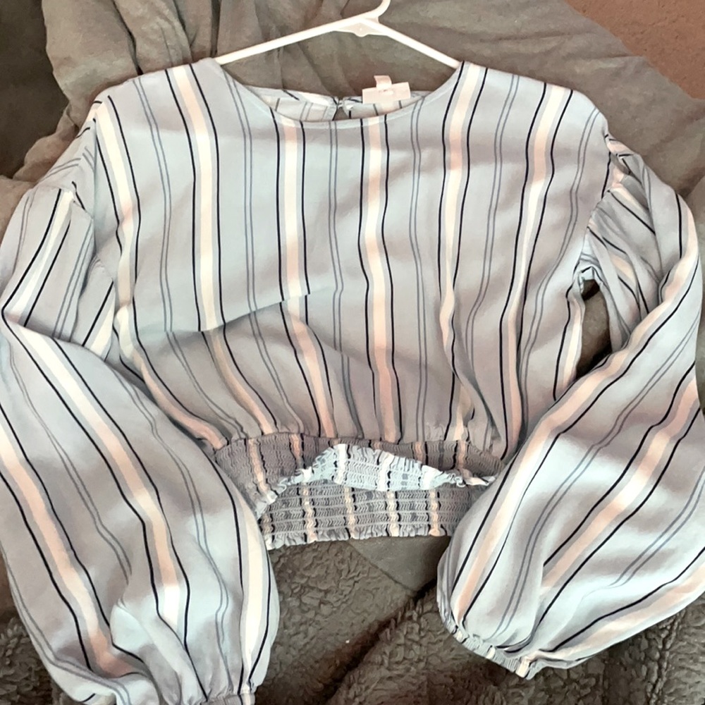 Blue and white stripe blouse